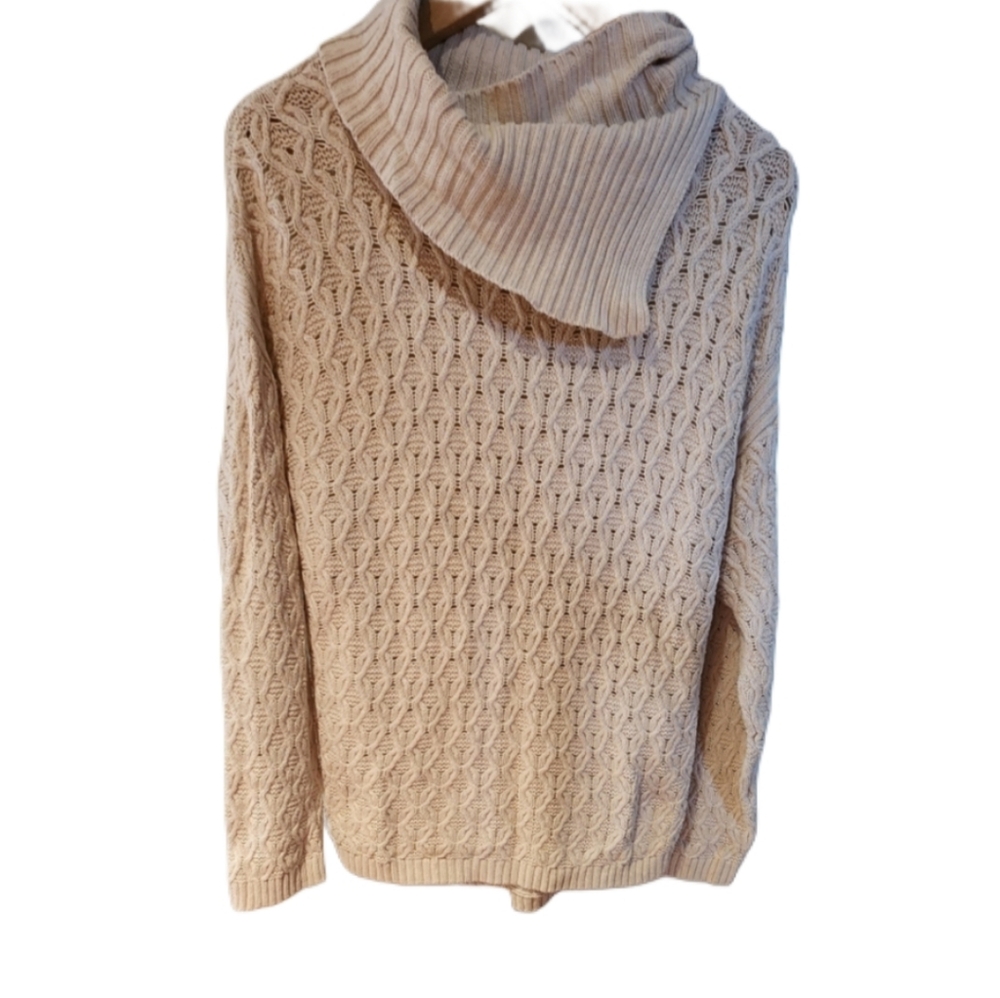 Jeanne Pierre 100% Cotton Cable Knit XL Cowl Neck Sweater